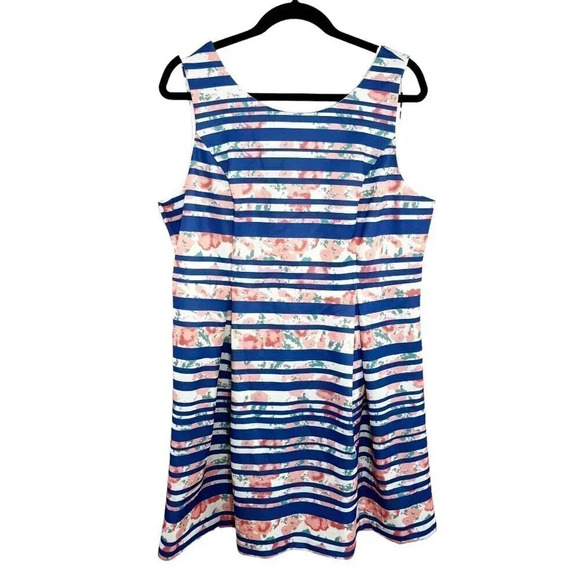 41 Hawthorn - Stitch Fix Floral & Stripes Ashlend Knit Dress Women's Plus XXL - Picture 1 of 8